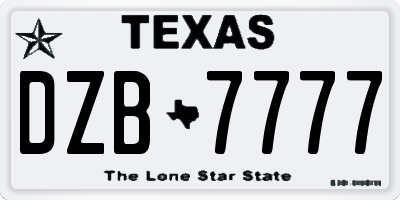 TX license plate DZB7777