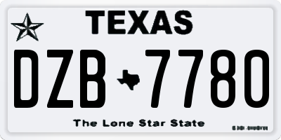 TX license plate DZB7780