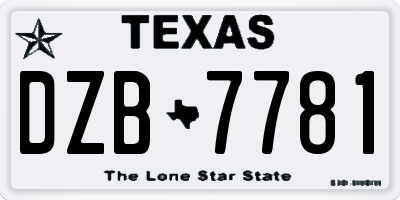 TX license plate DZB7781