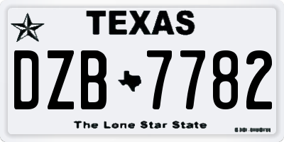 TX license plate DZB7782