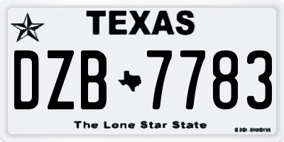 TX license plate DZB7783