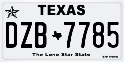 TX license plate DZB7785