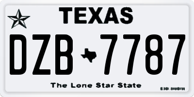 TX license plate DZB7787
