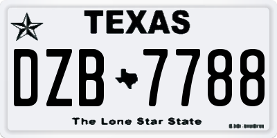 TX license plate DZB7788
