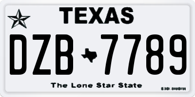 TX license plate DZB7789
