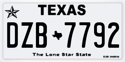 TX license plate DZB7792