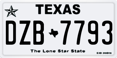 TX license plate DZB7793