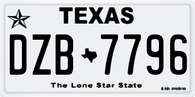 TX license plate DZB7796