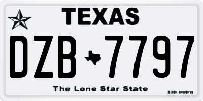 TX license plate DZB7797