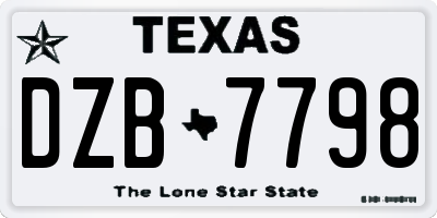 TX license plate DZB7798