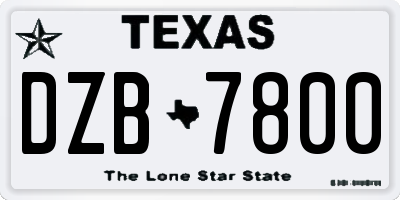 TX license plate DZB7800