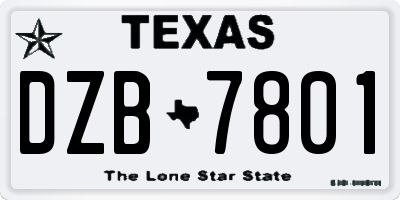 TX license plate DZB7801
