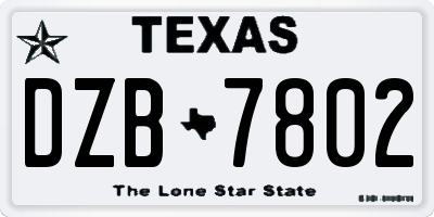 TX license plate DZB7802