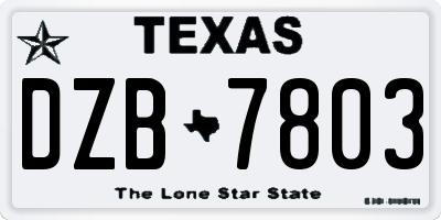 TX license plate DZB7803