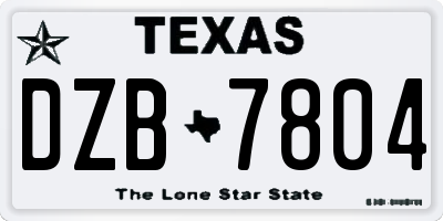 TX license plate DZB7804