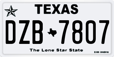TX license plate DZB7807