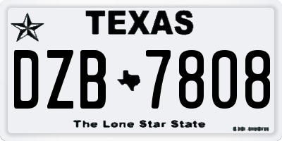 TX license plate DZB7808