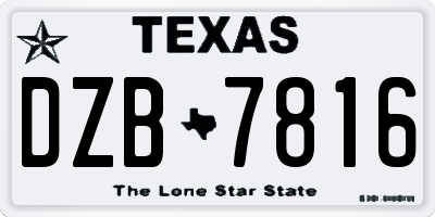 TX license plate DZB7816