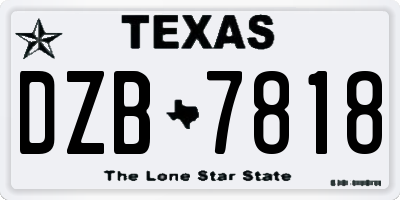 TX license plate DZB7818
