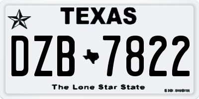 TX license plate DZB7822