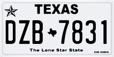 TX license plate DZB7831