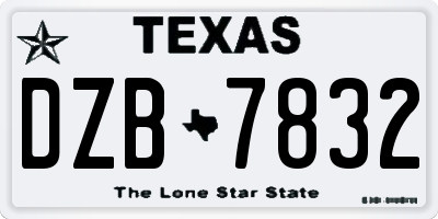 TX license plate DZB7832