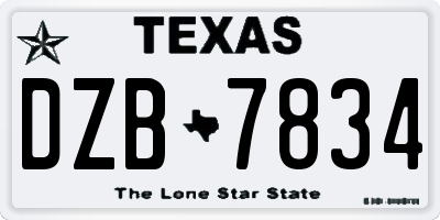 TX license plate DZB7834
