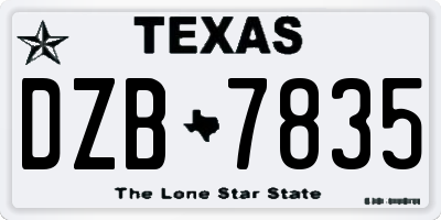 TX license plate DZB7835