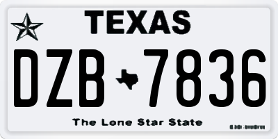TX license plate DZB7836