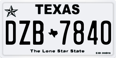 TX license plate DZB7840