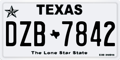 TX license plate DZB7842
