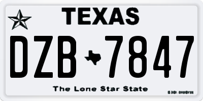 TX license plate DZB7847