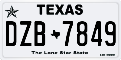 TX license plate DZB7849