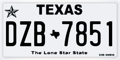 TX license plate DZB7851