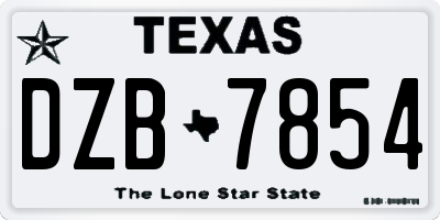 TX license plate DZB7854