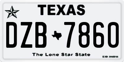 TX license plate DZB7860