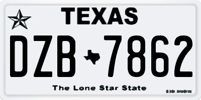 TX license plate DZB7862