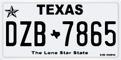 TX license plate DZB7865
