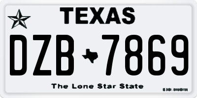 TX license plate DZB7869