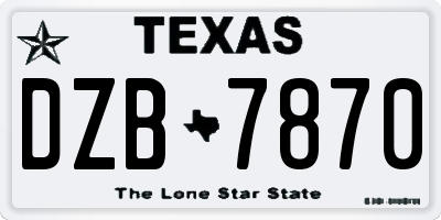 TX license plate DZB7870