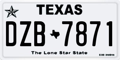 TX license plate DZB7871