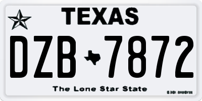 TX license plate DZB7872