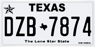 TX license plate DZB7874