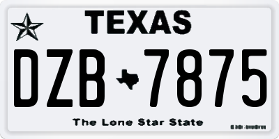 TX license plate DZB7875