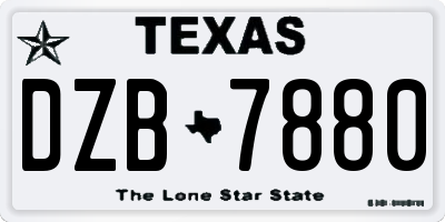 TX license plate DZB7880