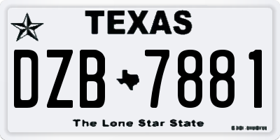TX license plate DZB7881