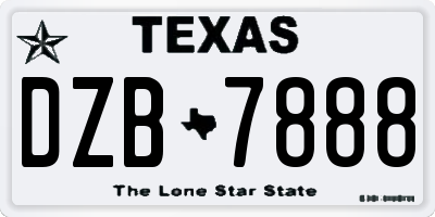 TX license plate DZB7888