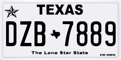 TX license plate DZB7889