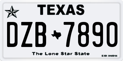 TX license plate DZB7890