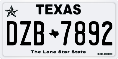 TX license plate DZB7892